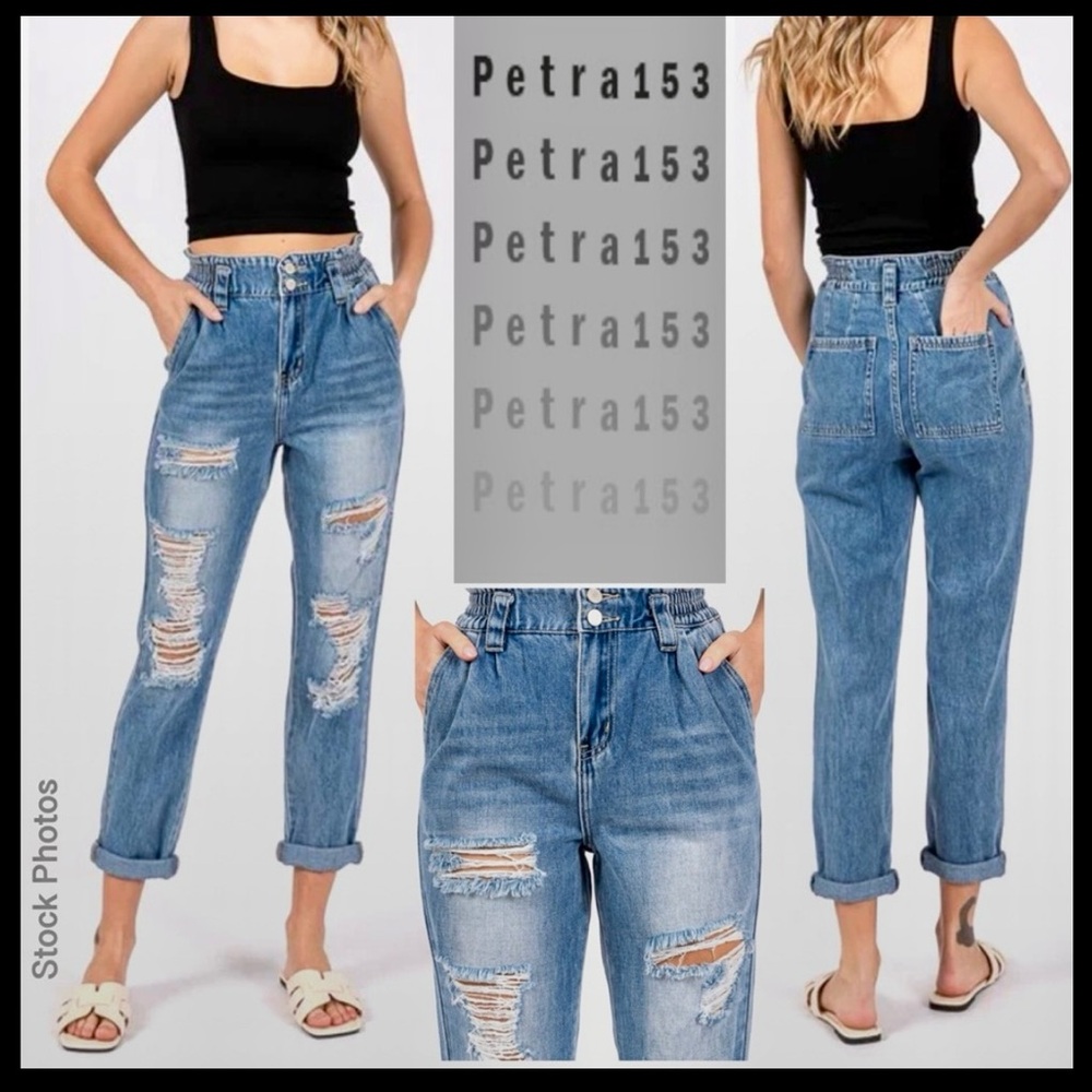 NWT PETRA 153 High-Rise Paper-Bag Retro Jeans 100% Cotton (5/26)